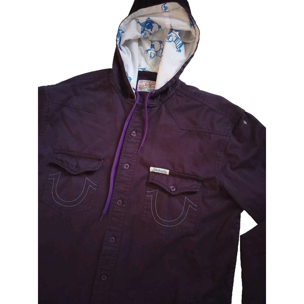 True Religion Hoodie Mens‎ XL Vtg Y2K Long Sleeve Button Up Embroidered Jacket - Picture 2 of 11